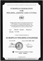 European Welding Engineer certificate