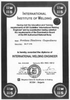 International Welding Engineer certificate